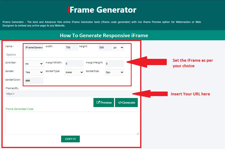 how to generate responsive iframe