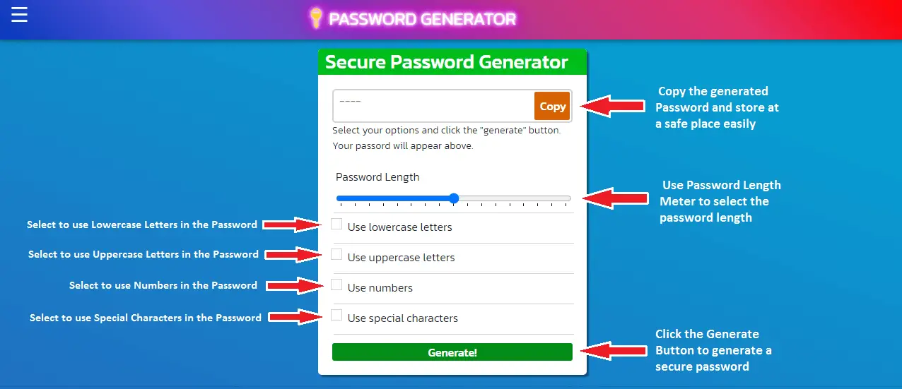 How to use this Password Generator